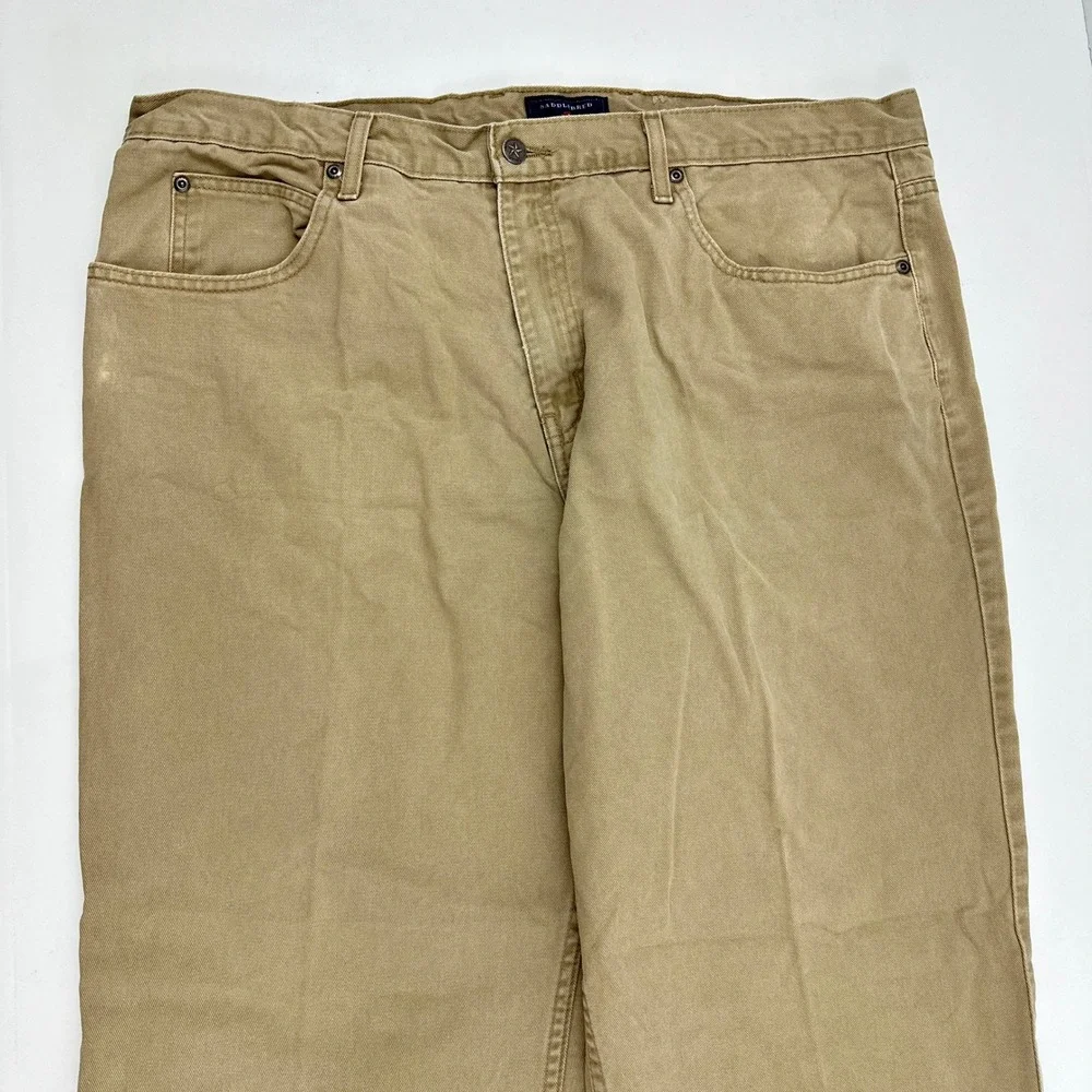 Saddlebred Pants Mens 42x30 Beige Classic Fit Cotton Khaki Chino 8935